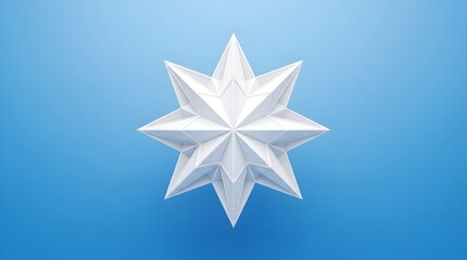 Obraz premium White geometric low poly star shape floating on a clean blue background