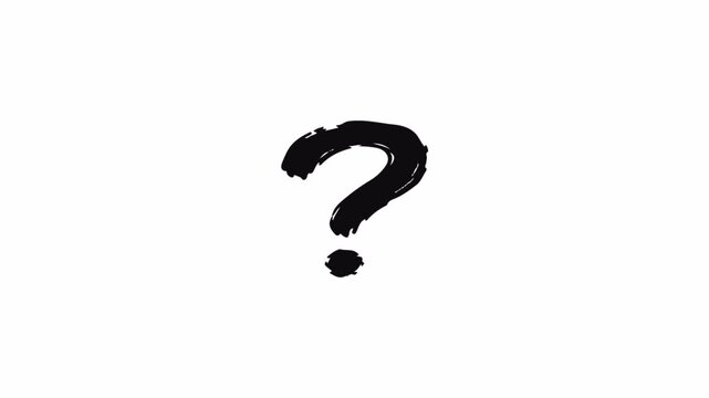Hand Drawn Question Mark Brush Black on White 4K Dry Scratch Animation