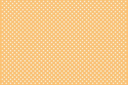 Small White Polka Dots on Trendy Yellow Orange Background. Seamless Orange Pattern with White Dots Illustration. Classic Polka Dot Seamless Pattern for Textile and Wallpaper