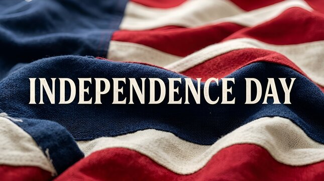 American Flag Waving with Independence Day Text - Patriotic Background