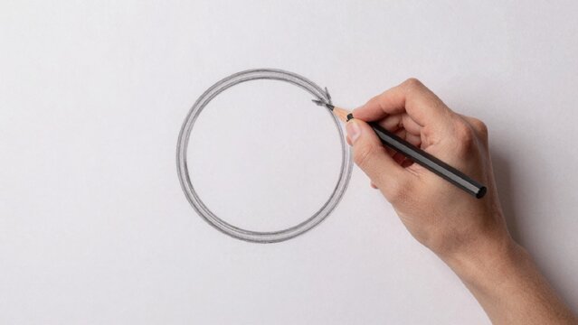 Hand drawing circle pencil black white background gray has tip hand drawing circle pencil. pencil black. hand