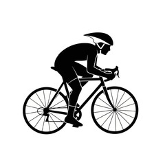 Fototapeta premium Cyclist silhouette riding bicycle, black and white vector illustration.