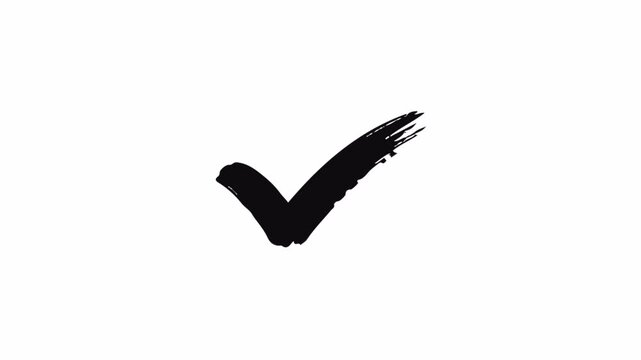 Checkmark Brush 4K Black on White Background Smooth Tick Animation