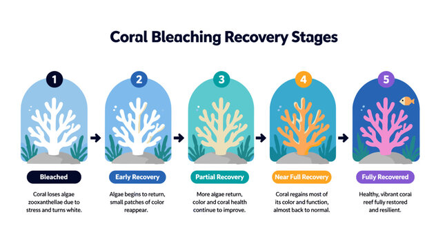 Coral Recovery Stages Highlight Main Subject Bleached Reef.