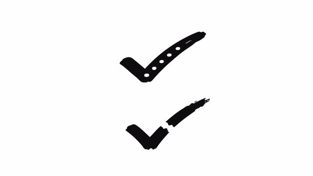 Checkmark Brush 4K Black on White Background Dotted Double Tick Animation