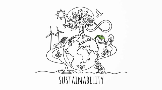 Sustainable Planet Illustration: Renewable Energy and Nature