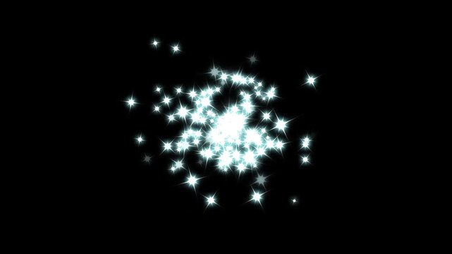 Shining white glitter sparkle star burst animation, astrology, glowing twinkle particles, Glowing glitter explosion, 2d glitter star sparkle animation, magic line dust, pixie dust on black screen.4k