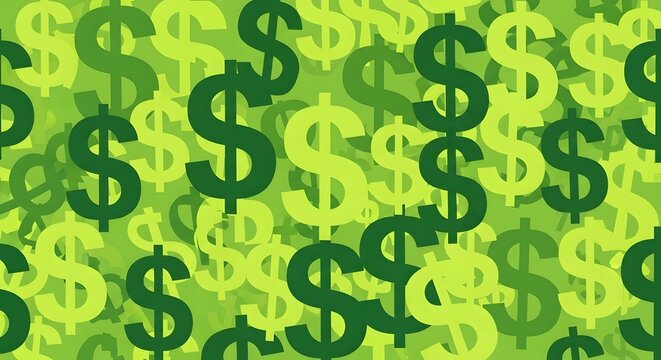Finance and economy abstract pattern background, repeating dollar sign symbols