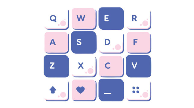 Colorful keyboard keys with letters and symbols on.
