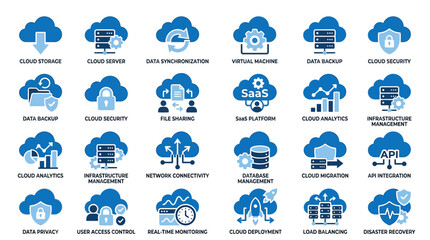 Obraz premium Cloud computing technology icons set.