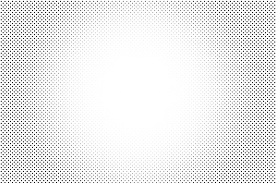 Abstract Halftone Dotted Gradient Background. Retro Monochrome Pop Art Pattern Texture. Minimalist Black and White Dot Overlay