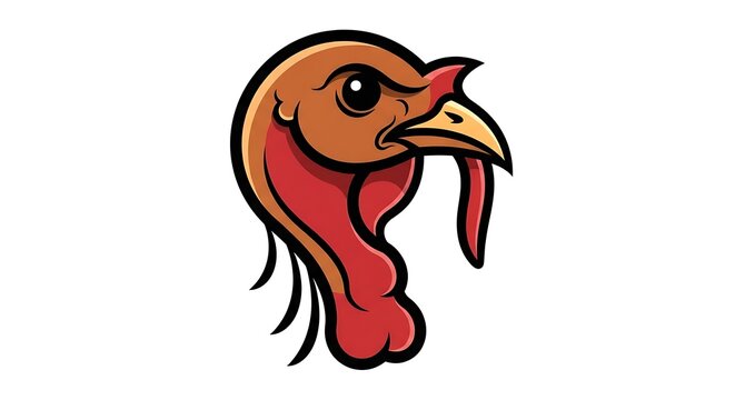 Cartoon rooster with red comb and wattles.
