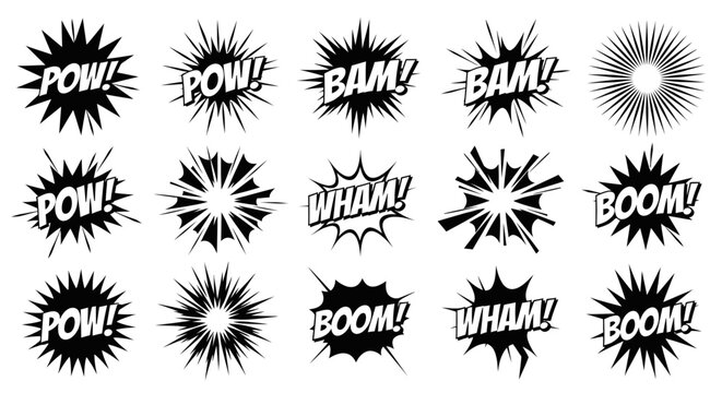 Comic Book Sound Effects Stars and Explosions - POW, BAM, WHAM, BOOM