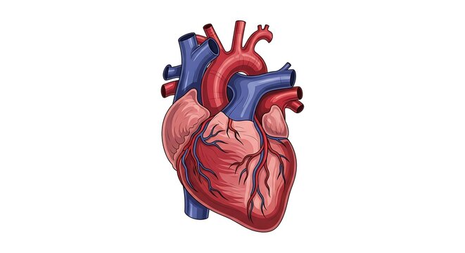 Red heart with blue and purple energy waves symbolizing love.