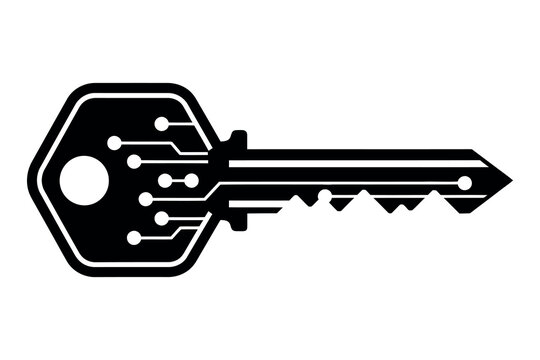 Digital key silhouette unlocking the future with technology and secure access solutions