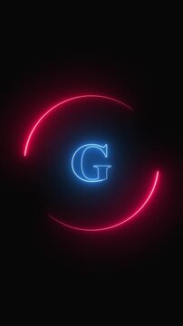 Logo animation with neon letter g. Logo abstract digital brand design. Logo modern motion graphic on black background.