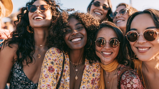 Group of Female Friends Celebrating Modern Youth Lifestyle