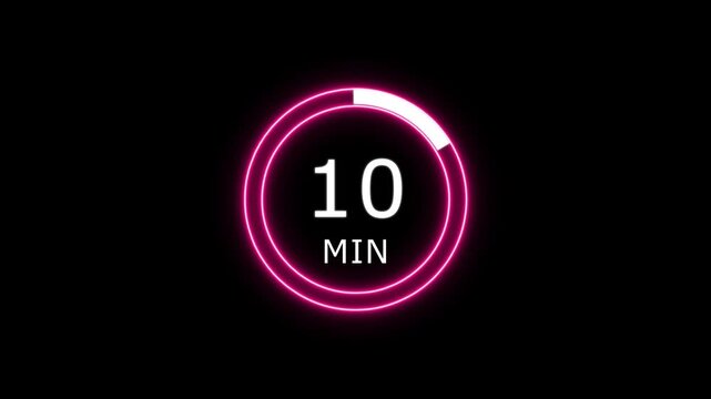 Ten Minute Neon Timer With Progress Ring countdown