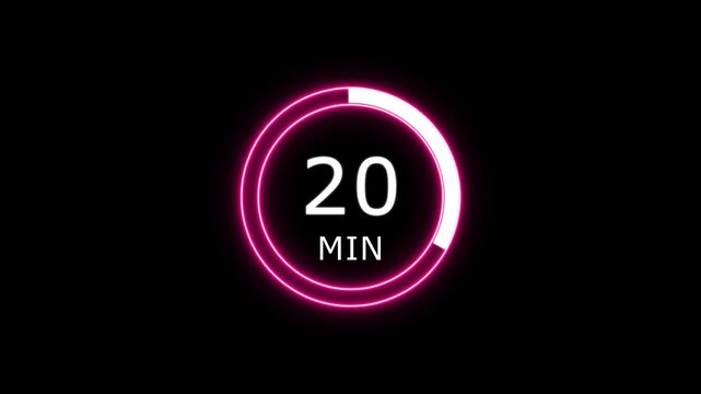 Twenty Minute Neon Timer With Progress Ring countdown