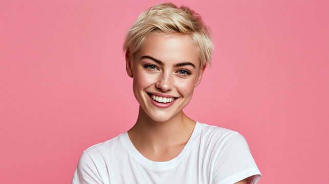Casual Female Portrait With Minimalist Fashion and Copy Space