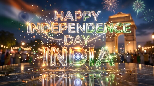 Vibrant india independence day celebration with fireworks and illuminated monument