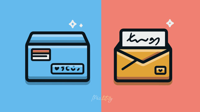 Two Envelopes Communicating Mail and Messages