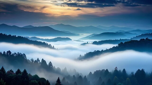 Gentle cool fog flowing downward across a dark smooth backdrop with layered ambience and dreamy depth