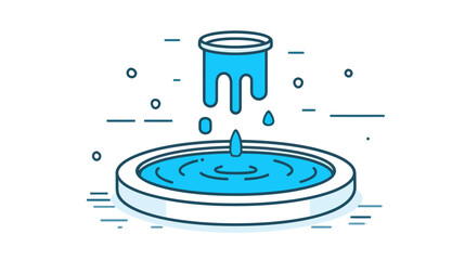 Water Fountain Icon Flowing Into Basin © mat