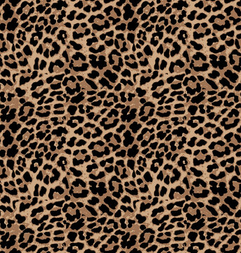 leopard animal skin seamless pattern, watercolor brown design, safari texture textile print 