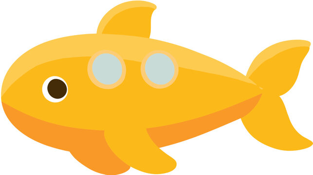 Yellow Cartoon Submarine Icon Isolated