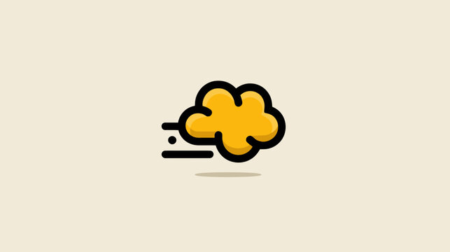 Yellow cloud moving fast with wind icon