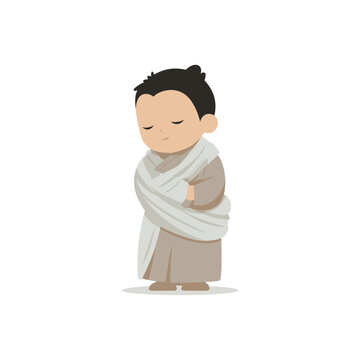 Young Tibetan child in Chuba robe isolated