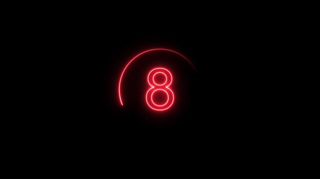  Neon bright glowing countdown timer from 13 to 0 seconds. Neon glowing countdown timer 13 second animation .interesting neon number animation.  Neon Countdown Numbers 13 Second block background