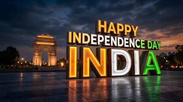 Happy independence day india celebrations with india gate monument