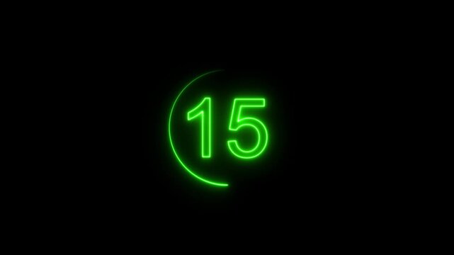 Neon bright glowing countdown timer from 20 to 0 seconds. Neon glowing countdown timer 20 second animation .interesting neon number animation.  Neon Countdown Numbers 20 Second block background