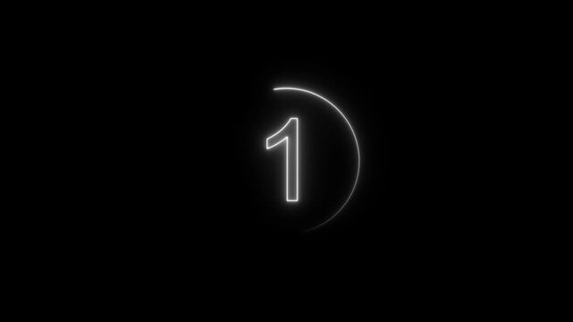 Neon bright glowing countdown timer from 6 to 0 seconds. Neon glowing countdown timer 6 second animation .interesting neon number animation. Stylish Neon Countdown Numbers  6 second  block background