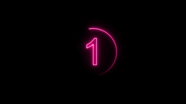  Neon bright glowing countdown timer from 6 to 0 seconds. Neon glowing countdown timer 6 second animation .interesting neon number animation. Stylish Neon Countdown Numbers  6 second  block background
