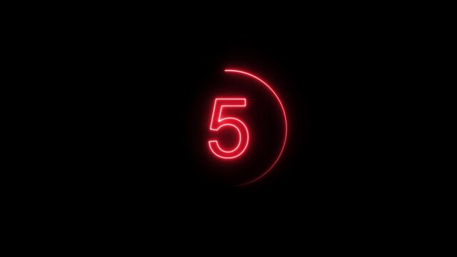 Neon bright glowing countdown timer from 10 to 0 seconds. Neon glowing countdown timer 10 second animation .interesting neon number animation. Stylish Neon Countdown Numbers 10 second block background
