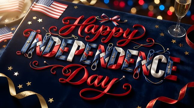 Happy independence day celebration with patriotic decorations