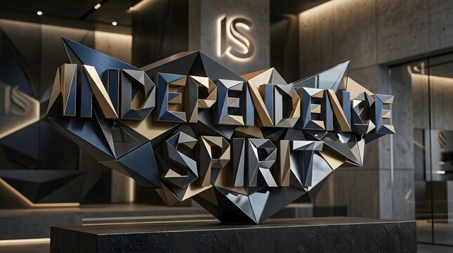 Independence spirit sculpture in modern lobby