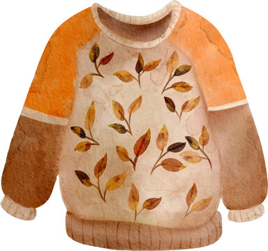 autumn leaves sweater illustration