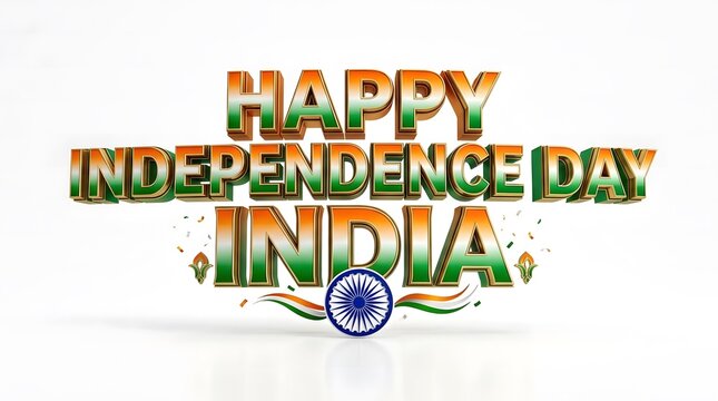 Festive happy independence day india typography with national flag and saffron white green colors
