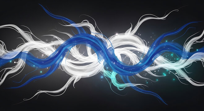 bstract Blue and White Smoke Swirls on Dark Background &ndash; Dynamic Fluid Art