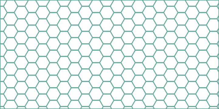 Abstract teal hexagonal honeycomb tessellation pattern background, modern geometric grid design with white backdrop, minimalist decorative wallpaper texture illustration