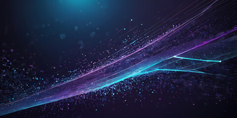 Fototapeta premium Light trails streak across a dark horizon in this artistic representation of high-speed digital communication and data transfer.