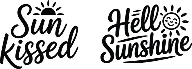 Fototapeta premium Sun Kissed and Hello Sunshine Summer Typography Quote Bundle Vector Design