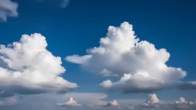 Fluffy White Clouds In Blue Sky.