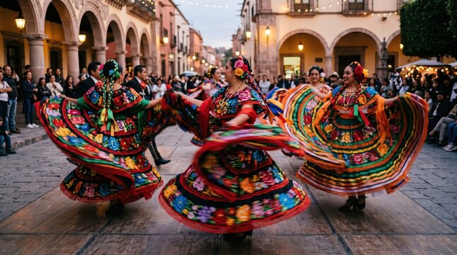 Vibrant Mexican Folk Dance Street Performance