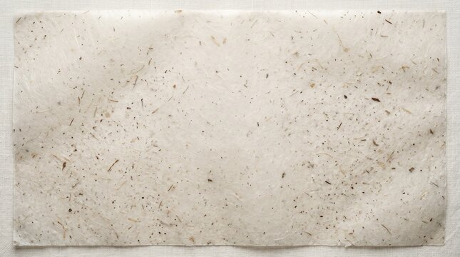 Macro flat lay of raw biodegradable packaging material with textured flecks and copy space