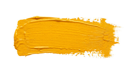 Thick yellow paint stroke with visible brush texture and rich impasto effect